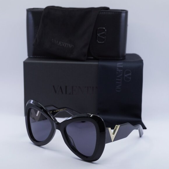 Valentino Accessories - Valentino V-GOLD III VLS-138A Butterfly Sunglasses - Shiny Black/Grey
